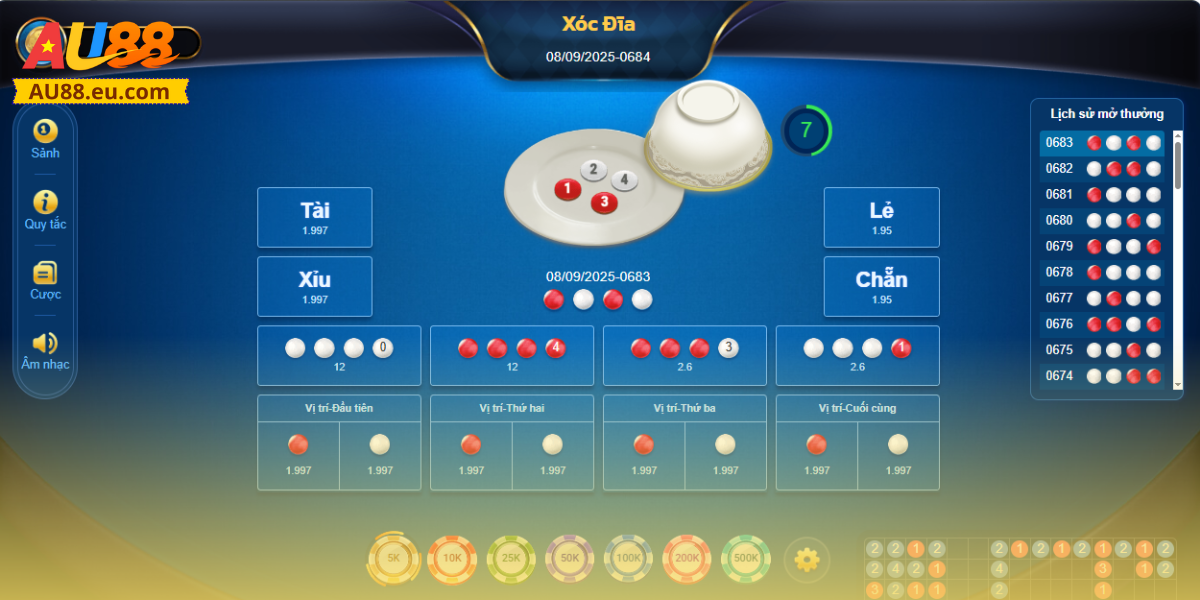 Cách chơi Xóc Đĩa Au88 đơn giản nhưng đầy kịch tính